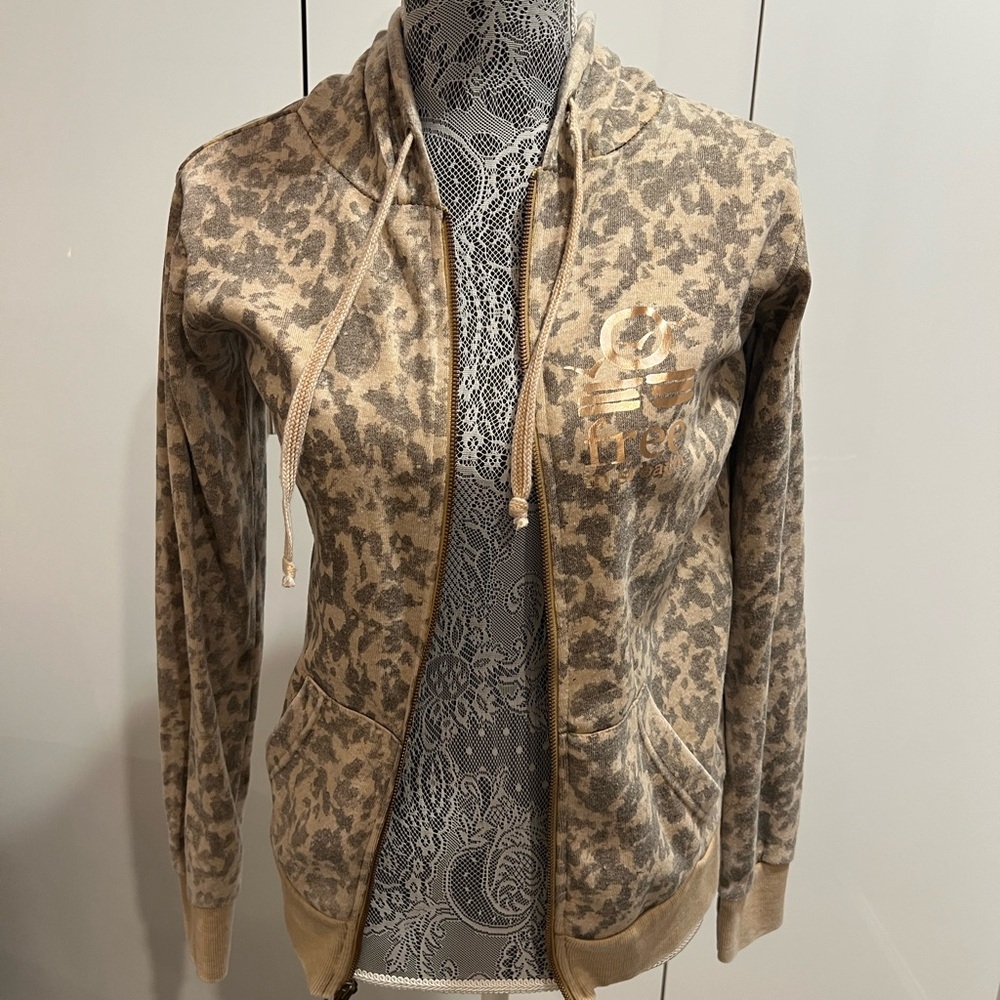 Free in St. Barth Leopard Print Zip-Up Hoodie Women’s Small
